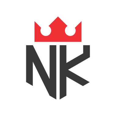 NK Crown Logosu. Crown on Letter NK Logo Tasarım Şablonu