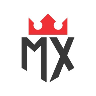 MX Crown Logosu. Harf MX Logo Şablonu Üzerinde Taç