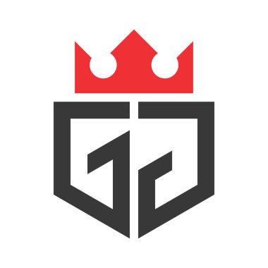 GJ Crown Logosu. Harf GJ Logo Tasarım Şablonu Üzerinde Taç