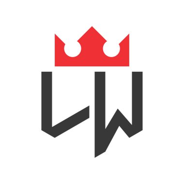 LW Crown Logosu. Harf LW Logo Tasarım Şablonu Üzerinde Taç