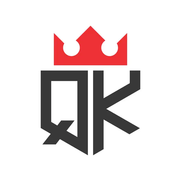 Mektup QK Crown Logosu. Harf QK Logo Tasarım Şablonu Üzerinde Taç
