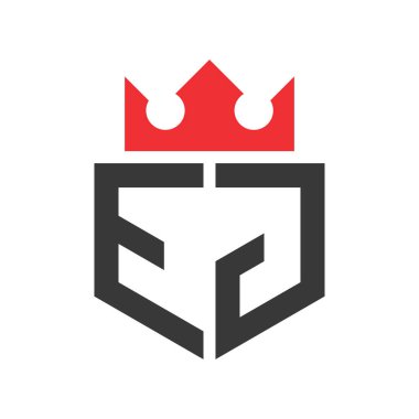 EJ Crown Logosu. Harf EJ Logo Şablonu Üzerine Taç