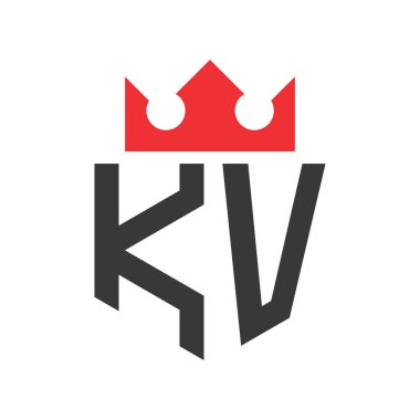 KV Crown Logosu. Harf KV Logo Tasarım Şablonu Üzerine Taç