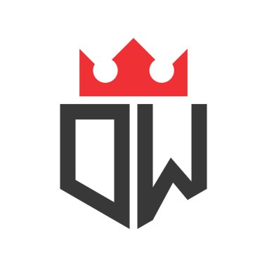 Harf DW Crown Logosu. Crown on Letter DW Logo Tasarım Şablonu