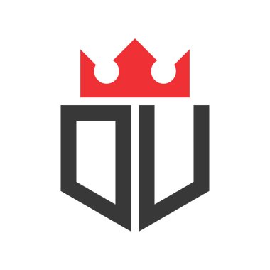 DU Crown Logosu. Harf DU Logo Tasarım Şablonu Üzerinde Taç