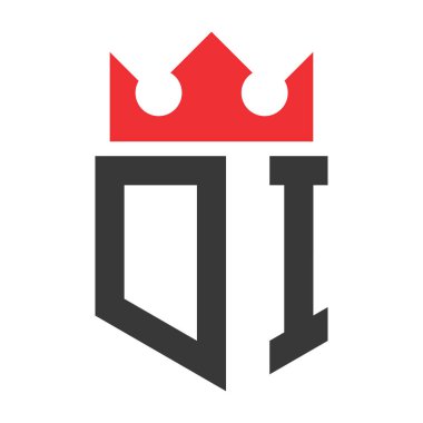 Dedektif Crown Logosu. Crown on Letter DI Logo Tasarım Şablonu
