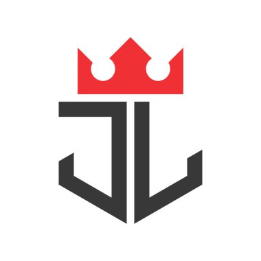 JL Crown Logosu. Harf JL Logo Tasarım Şablonu Üzerinde Taç