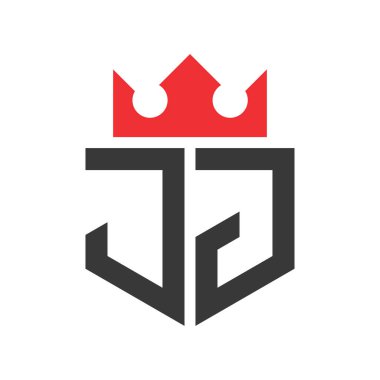JJ Crown Logosu. Harf JJ Logo Şablonu Üzerine Taç