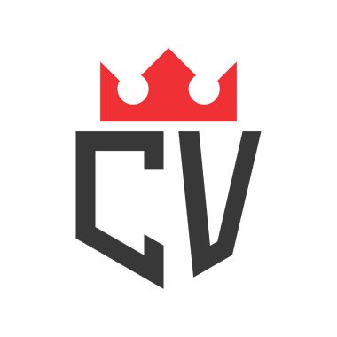 CV Crown Logosu. CV Logo Tasarım Şablonu Üzerine Taç