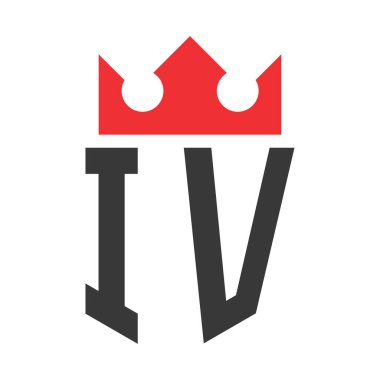 4. harf Crown Logosu. Crown on Letter IV Logo Tasarım Şablonu