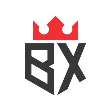 BX Crown Logosu. Harf BX Logo Tasarım Şablonu Üzerinde Taç