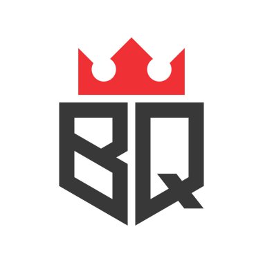 Harf BQ Crown Logosu. Harf BQ Logo Tasarım Şablonu Üzerinde Taç