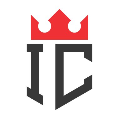 IC Crown Logosu. Harf IC Logo Tasarım Şablonu Üzerinde Taç