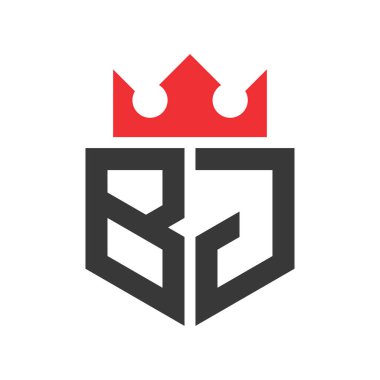 BJ Crown Logosu. Harf BJ Logo Tasarım Şablonu Üzerinde Taç