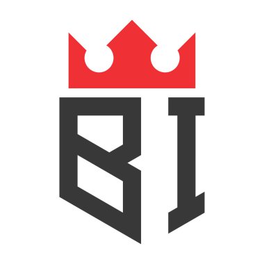 Harf BI Crown Logosu. Harf BI Logo Tasarım Şablonu Üzerinde Taç
