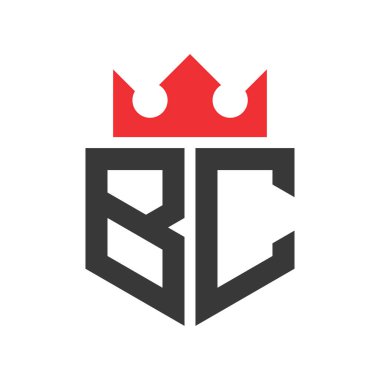 BC harfli Crown Logosu. Crown on Letter BC Logo Tasarım Şablonu