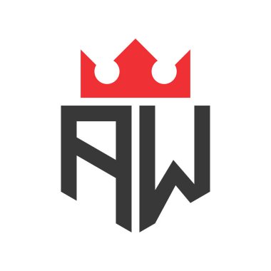 Harf AW Crown Logosu. Crown on Letter AW Logo Tasarım Şablonu