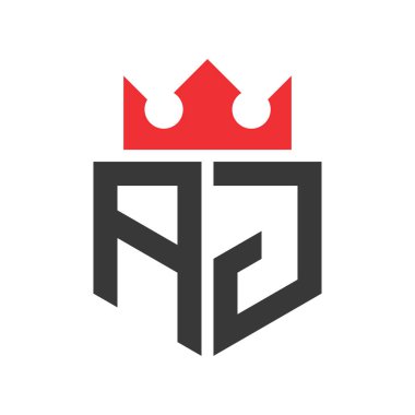 AJ Crown Logosu. Harf AJ Logo Şablonu Üzerine Taç