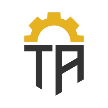 Letter TA Gear Logo Design for Service Center, Repair, Factory, Industrial, Digital and Mechanical Business clipart