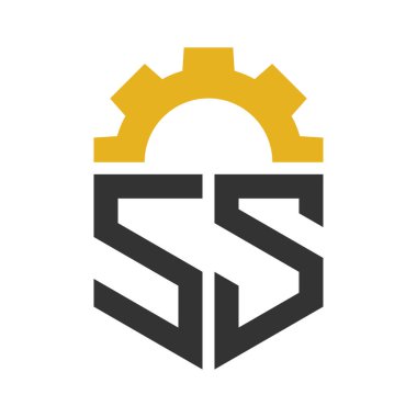 Hizmet Merkezi, Tamir, Fabrika, Endüstriyel, Dijital ve Mekanik İşler için SS Gear Logosu Tasarımı