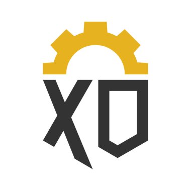 Hizmet Merkezi, Tamir, Fabrika, Endüstriyel, Dijital ve Mekanik İşler için Harf XO Gear Logosu Tasarımı