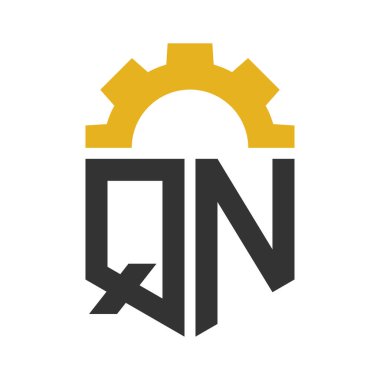 Letter QN Gear Logo Design for Service Center, Repair, Factory, Industrial, Digital and Mechanical Business clipart