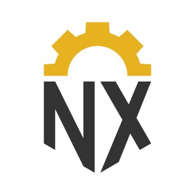 Letter NX Gear Logo Design for Service Center, Repair, Factory, Industrial, Digital and Mechanical Business clipart
