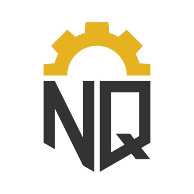 Letter NQ Gear Logo Design for Service Center, Repair, Factory, Industrial, Digital and Mechanical Business clipart