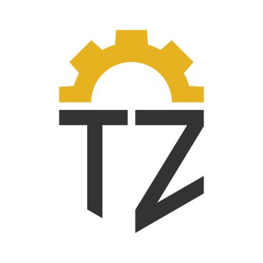 Letter TZ Gear Logo Design for Service Center, Repair, Factory, Industrial, Digital and Mechanical Business clipart