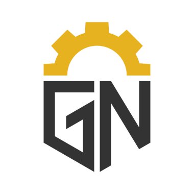 Letter GN Gear Logo Design for Service Center, Repair, Factory, Industrial, Digital and Mechanical Business clipart