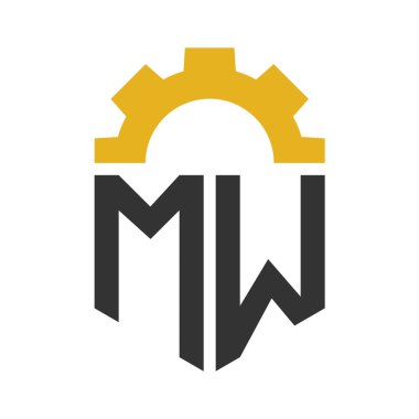 Hizmet Merkezi, Tamir, Fabrika, Endüstriyel, Dijital ve Mekanik İşler için MW Gear Logosu Tasarımı
