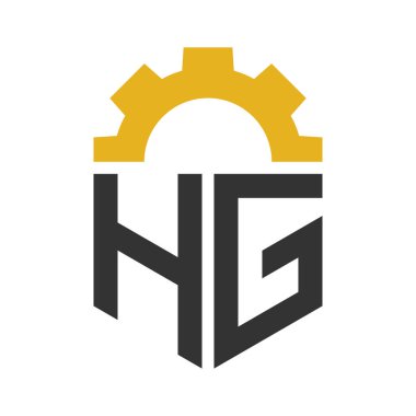 Hizmet Merkezi, Tamir, Fabrika, Endüstriyel, Dijital ve Mekanik İşler için HG Gear Logosu Tasarımı