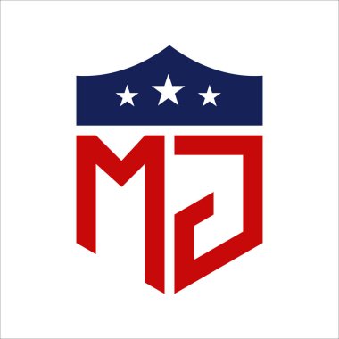 Patriotic MJ Logo Design. Letter MJ Patriotic American Logo Design for Political Campaign and any USA Event. clipart