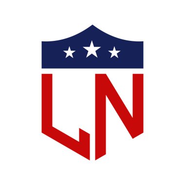 Patriotic LN Logo Design. Letter LN Patriotic American Logo Design for Political Campaign and any USA Event. clipart
