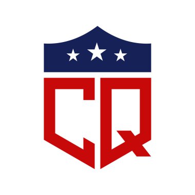 Patriotic CQ Logo Design. Letter CQ Patriotic American Logo Design for Political Campaign and any USA Event. clipart