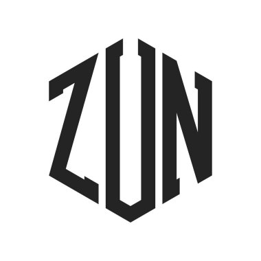 ZUN Logo Design. Initial Letter ZUN Monogram Logo using Hexagon shape clipart