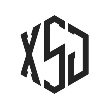 XSJ Logo Tasarımı. İlk Harf XSJ Monogram Logosu Hexagon şekli ile
