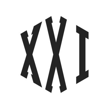 XXI Logo Tasarımı. Altıgen şekilli ilk Harf XXI Monogram Logosu
