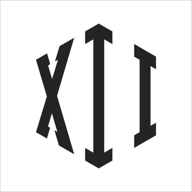 XII Logo Tasarımı. Altıgen şekilli XII İlk Harf Monogram Logosu
