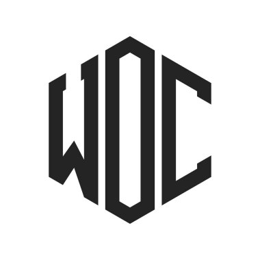 WOC Logo Tasarımı. Altıgen şekilli WOC Baş Harfi Monogram Logosu
