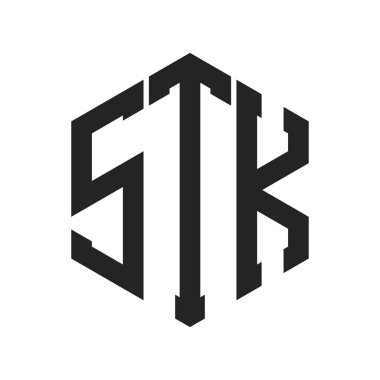 STK Logo Tasarımı. İlk Harf STK Monogram Logosu Hexagon şekli ile