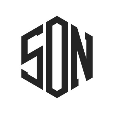 Son Logo Tasarımı. Altıgen şekil kullanan İlk Harf Son Monogram Logosu