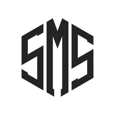 SMS Logo Tasarımı. Altıgen şekil kullanan İlk Harf SMS Monogram Logosu