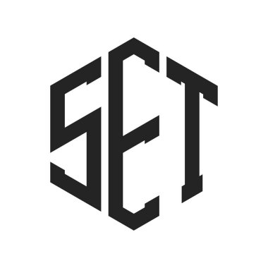 Set Logo Tasarımı. Altıgen şekil kullanan ilk Harf Ayarları Monogram Logosu