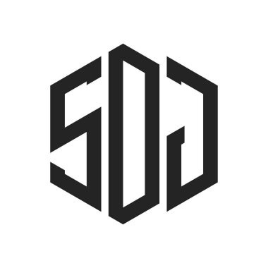 SDJ Logo Tasarımı. Altıgen şekil kullanan İlk Harf SDJ Monogram Logosu