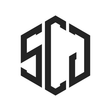SCJ Logo Tasarımı. İlk Harf SCJ Monogram Logosu Altıgen şekli ile