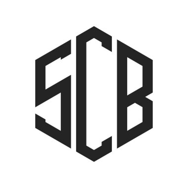SCB Logo Tasarımı. İlk Harf SCB Monogram Logosu Altıgen şekli ile