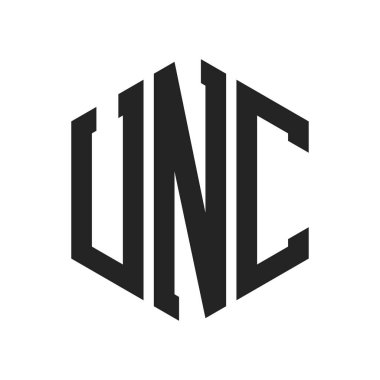 UNC Logo Design. Initial Letter UNC Monogram Logo using Hexagon shape clipart
