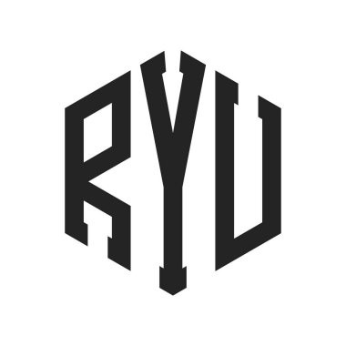 RYU Logo Design. Initial Letter RYU Monogram Logo using Hexagon shape clipart