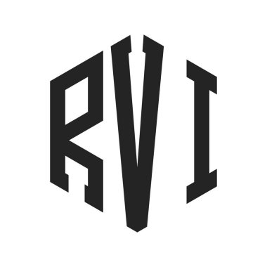 RVI Logo Design. Initial Letter RVI Monogram Logo using Hexagon shape clipart
